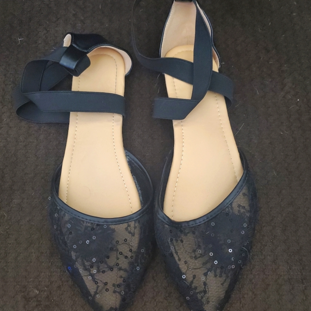 Black Strappy Flats